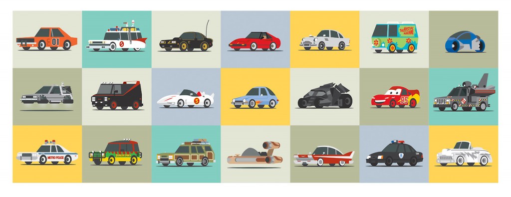 Illustrated movie cars
