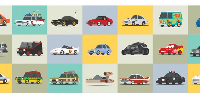 Illustrated movie cars